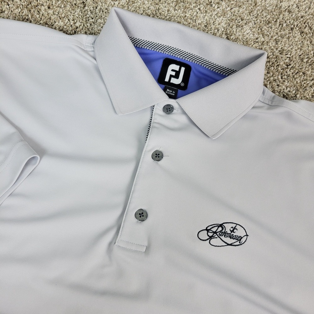 FootJoy Mens Medium Solid Gray Performance Stretch Golf Polo Short Sleeve